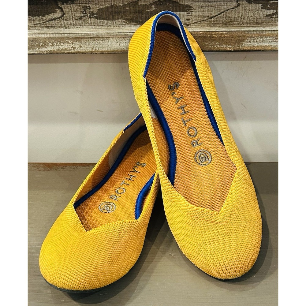 Rothy's Women's Yellow Lemon Drop The Flat Round Toe SlipOn Knit Flats Size 6